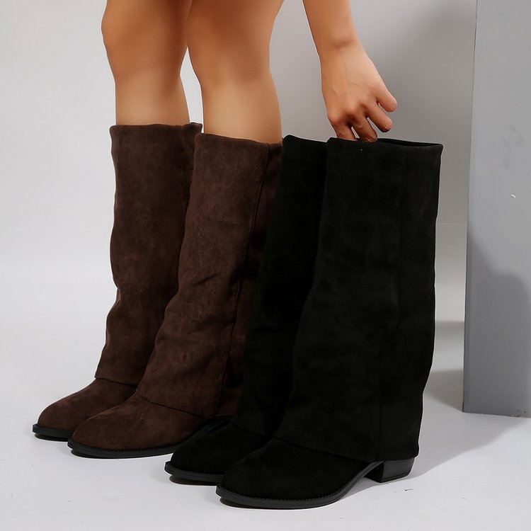 Chunky Heel Cowboy Boot Plus Size Knight Frye Boot | Luxury Home Accessories | Heulog Glow