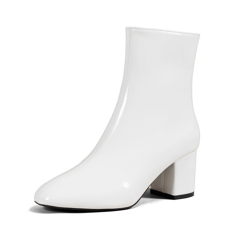 Chunky Heel Pointed Toe Boots With Side Zipper Fashion Mid-calf Boot For Women Shoes | Luxury Home Accessories | Heulog Glow