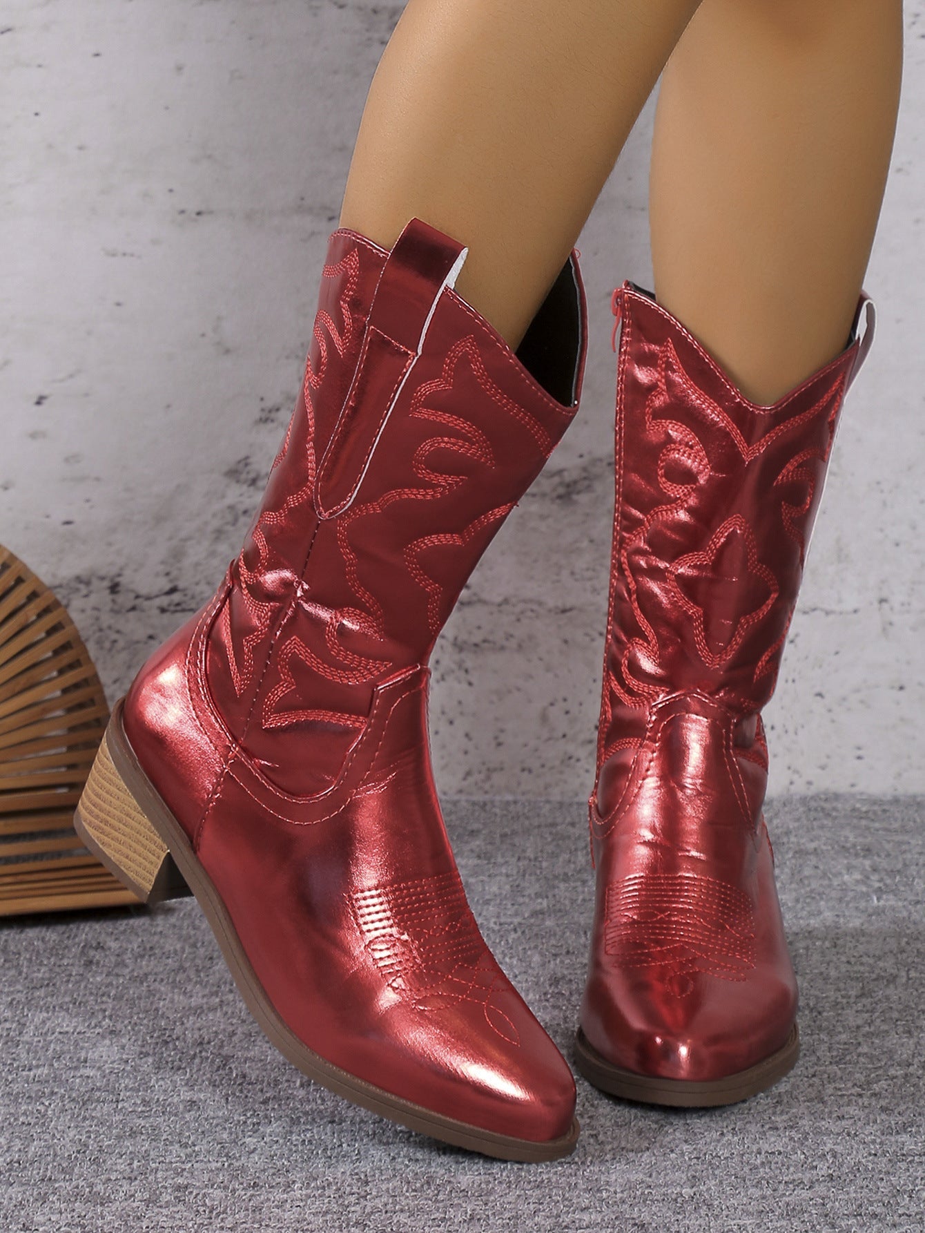 Chunky Heel Pointed Toe Western Boots Fashion Mid-tube Solid Knight Boot Autumn And Winter Shoes For Women | Luxury Home Accessories | Heulog Glow