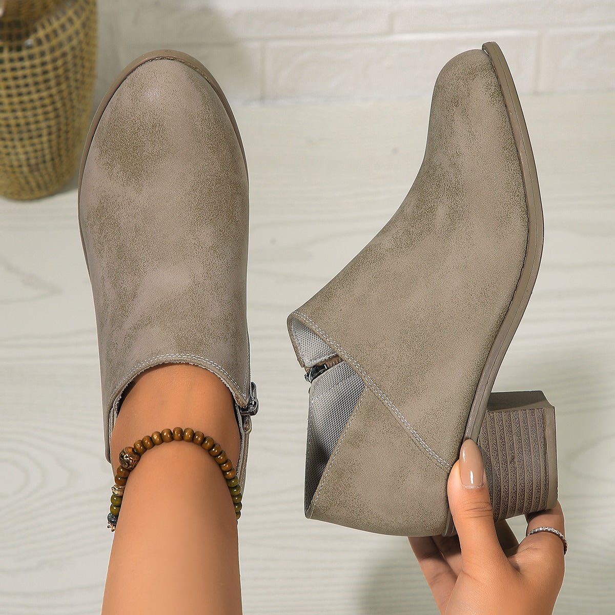 Chunky Heel Round Toe Ankle Boots With Side Zipper Design Fashion Fall Winter Short Boots For Women Shoes | Luxury Home Accessories | Heulog Glow