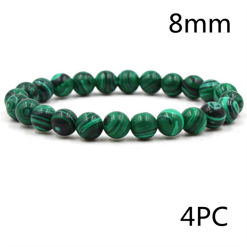 Classic Black Matte Green Malachite Bracelets Suitable Women Men Elastic Strand Jewelry | Luxury Home Accessories | Heulog Glow