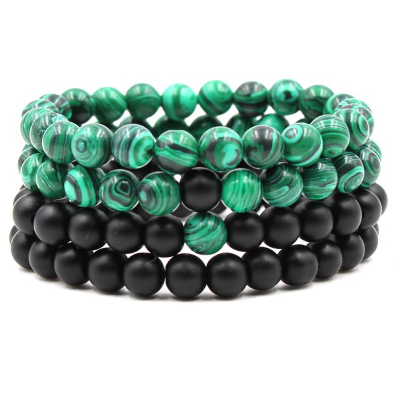 Classic Black Matte Green Malachite Bracelets Suitable Women Men Elastic Strand Jewelry | Luxury Home Accessories | Heulog Glow