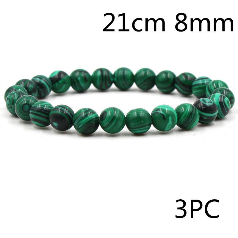 Classic Black Matte Green Malachite Bracelets Suitable Women Men Elastic Strand Jewelry | Luxury Home Accessories | Heulog Glow