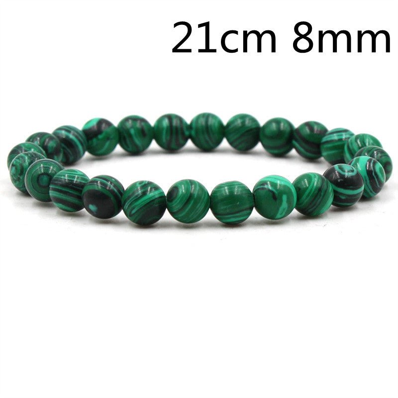 Classic Black Matte Green Malachite Bracelets Suitable Women Men Elastic Strand Jewelry | Luxury Home Accessories | Heulog Glow