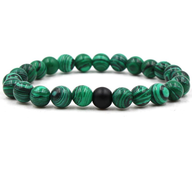 Classic Black Matte Green Malachite Bracelets Suitable Women Men Elastic Strand Jewelry | Luxury Home Accessories | Heulog Glow