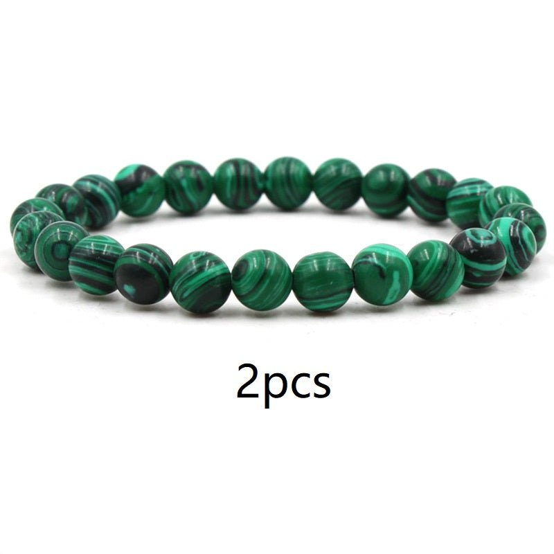 Classic Black Matte Green Malachite Bracelets Suitable Women Men Elastic Strand Jewelry | Luxury Home Accessories | Heulog Glow