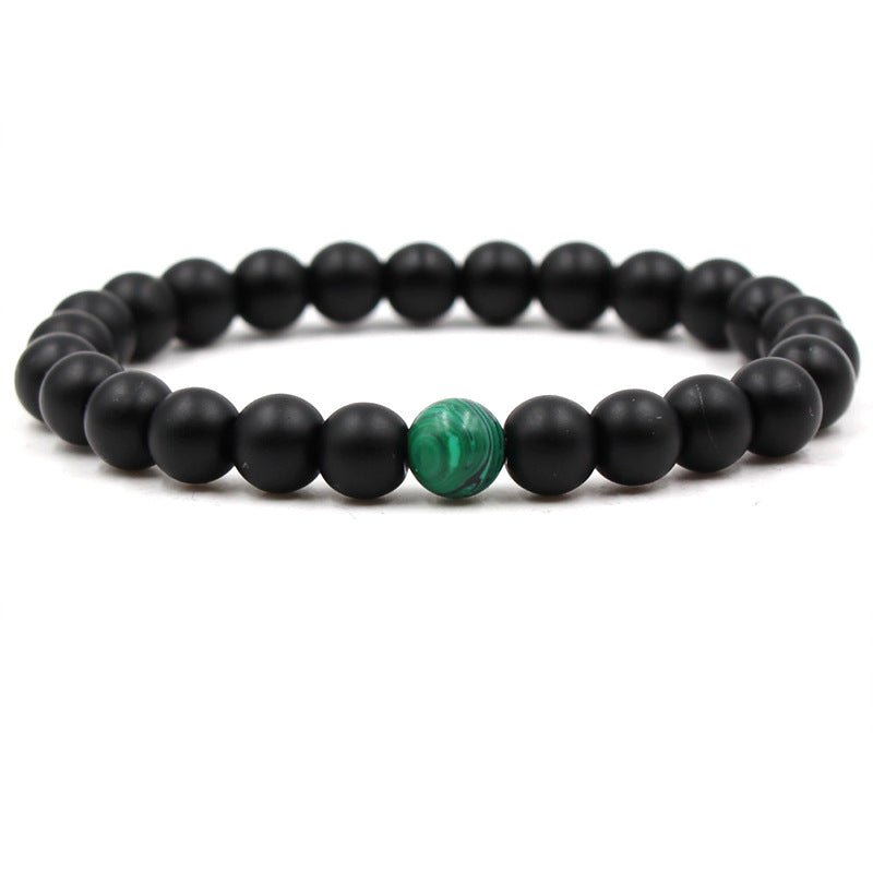 Classic Black Matte Green Malachite Bracelets Suitable Women Men Elastic Strand Jewelry | Luxury Home Accessories | Heulog Glow
