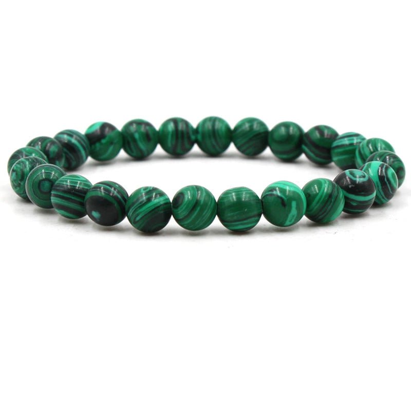 Classic Black Matte Green Malachite Bracelets Suitable Women Men Elastic Strand Jewelry | Luxury Home Accessories | Heulog Glow