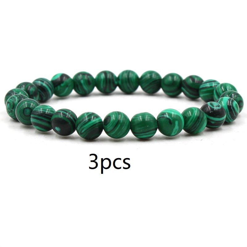 Classic Black Matte Green Malachite Bracelets Suitable Women Men Elastic Strand Jewelry | Luxury Home Accessories | Heulog Glow