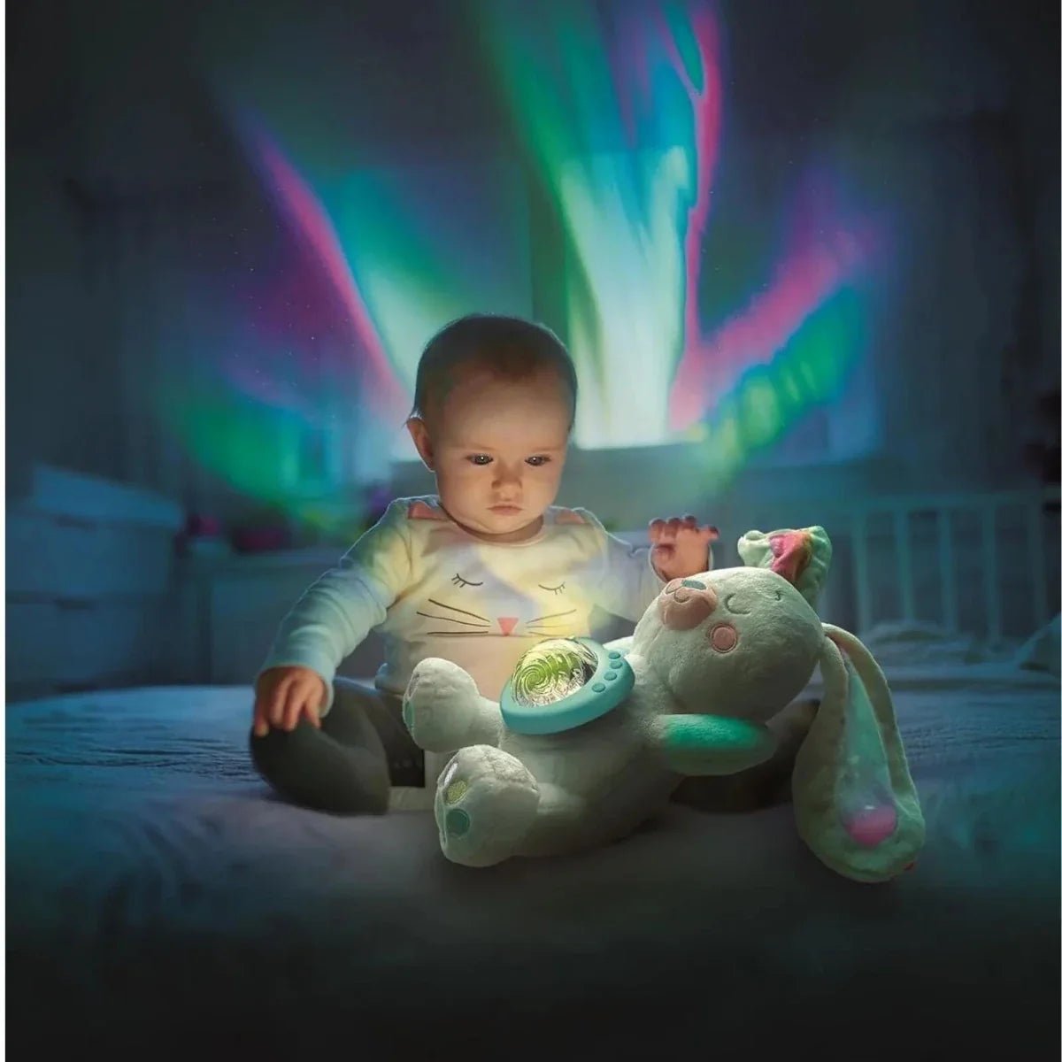 Clementoni Northern Lights Plush Arctic Bunny Projector | Luxury Home Accessories | Heulog Glow