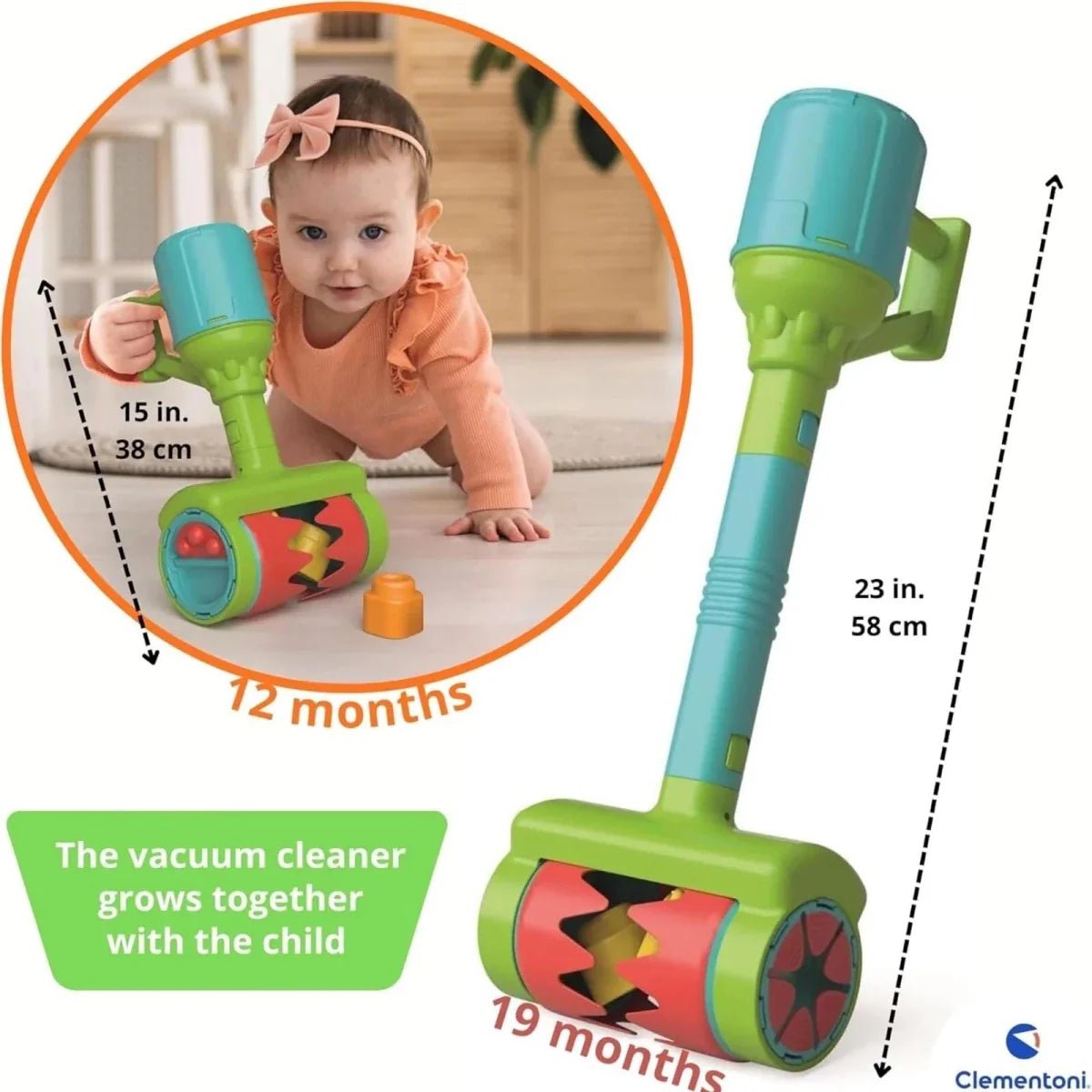 Clementoni Soft Clemmy Sensory Roller Vacuum Cleaner | Luxury Home Accessories | Heulog Glow