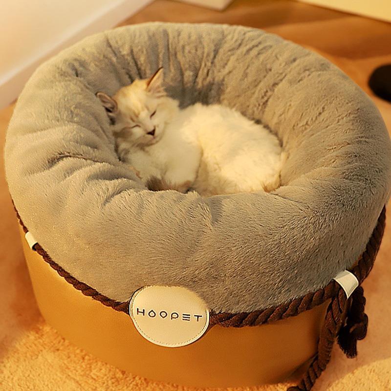Closed Solid Color Pet Warm Cat Nest | Luxury Home Accessories | Heulog Glow