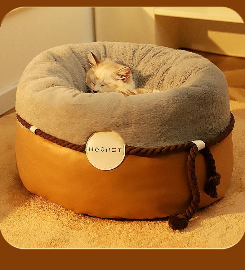 Closed Solid Color Pet Warm Cat Nest | Luxury Home Accessories | Heulog Glow