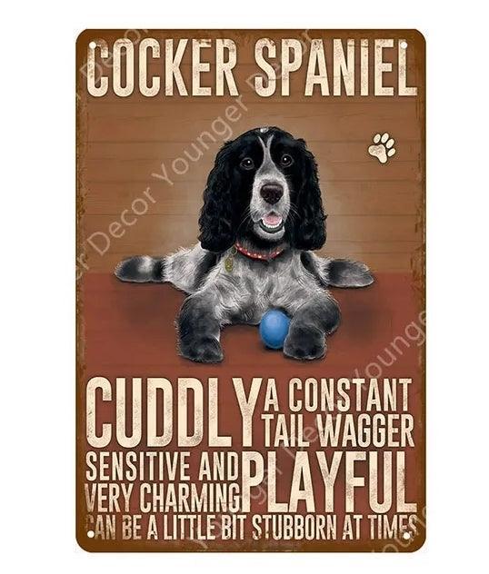 Cocker Spaniel Dog Tin Sign | Luxury Home Accessories | Heulog Glow