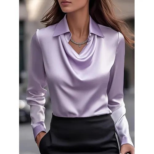 Collared Long-Sleeve Shirts Fashion Commuter Solid Color Blouse Casual Business Tops Women's Clothing | Luxury Home Accessories | Heulog Glow
