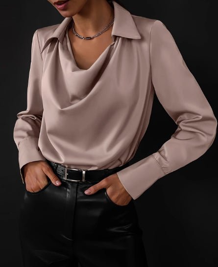 Collared Long-Sleeve Shirts Fashion Commuter Solid Color Blouse Casual Business Tops Women's Clothing | Luxury Home Accessories | Heulog Glow