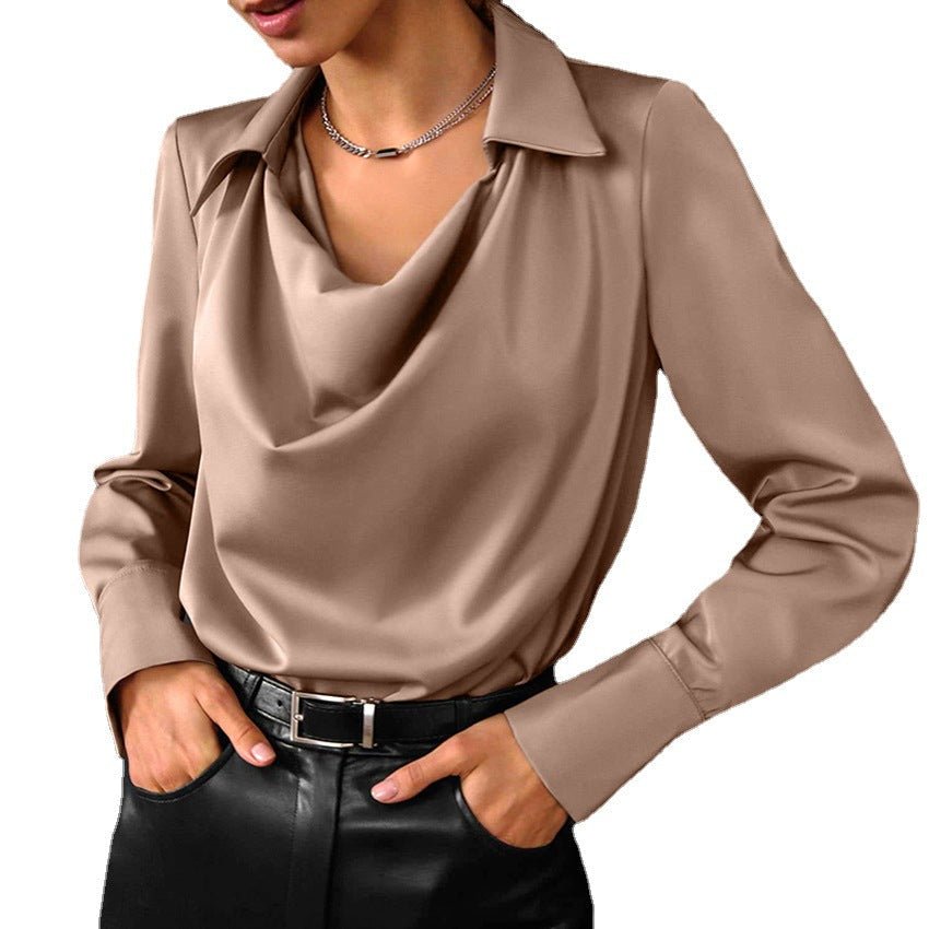 Collared Long-Sleeve Shirts Fashion Commuter Solid Color Blouse Casual Business Tops Women's Clothing | Luxury Home Accessories | Heulog Glow