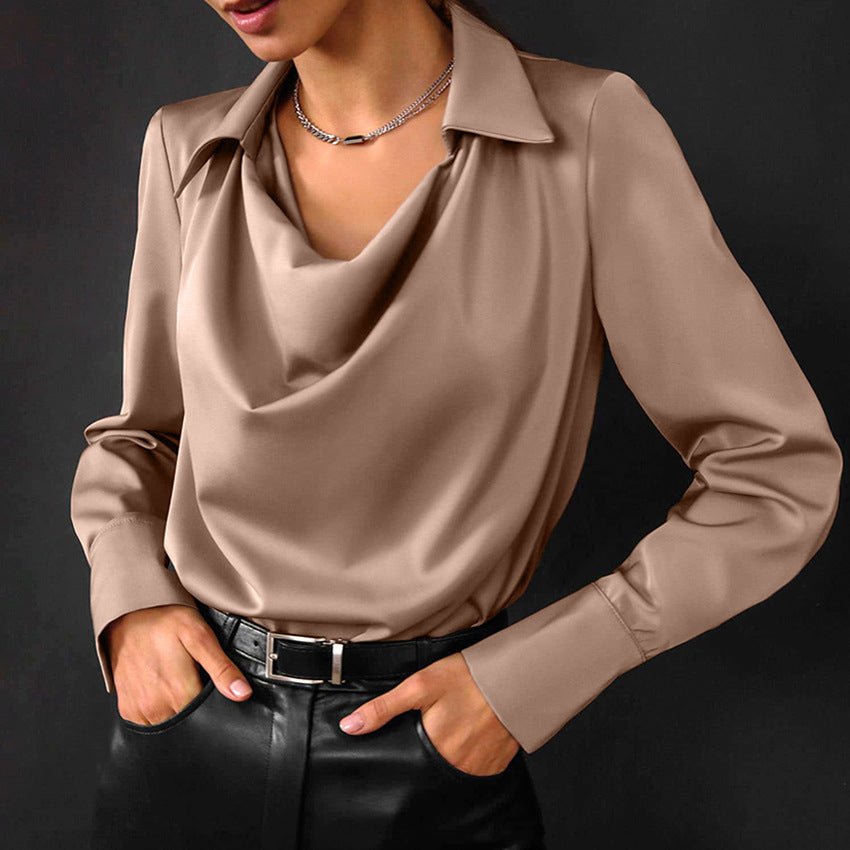 Collared Long-Sleeve Shirts Fashion Commuter Solid Color Blouse Casual Business Tops Women's Clothing | Luxury Home Accessories | Heulog Glow