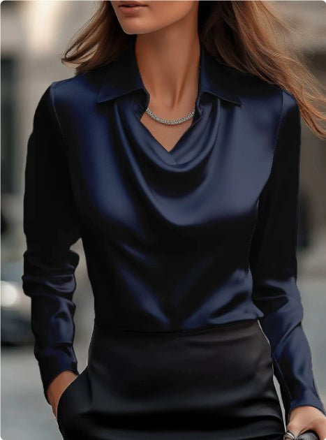 Collared Long-Sleeve Shirts Fashion Commuter Solid Color Blouse Casual Business Tops Women's Clothing | Luxury Home Accessories | Heulog Glow