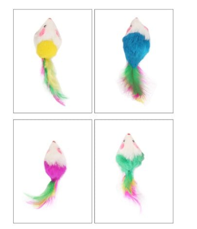 Color Feather Tail Plush Mouse Cat Toy | Luxury Home Accessories | Heulog Glow