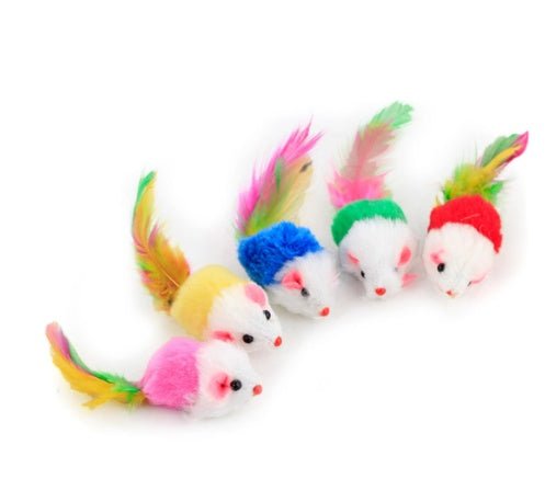 Color Feather Tail Plush Mouse Cat Toy | Luxury Home Accessories | Heulog Glow