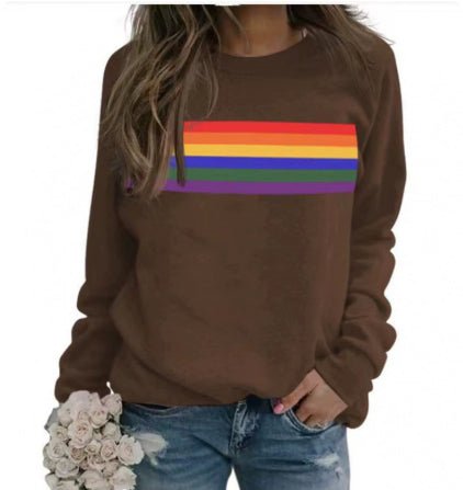 Color Striped Print Round Neck Pullover Long Sleeve Sweater | Luxury Home Accessories | Heulog Glow