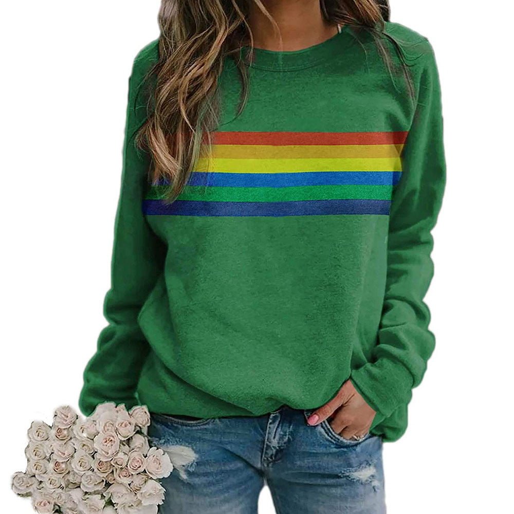 Color Striped Print Round Neck Pullover Long Sleeve Sweater | Luxury Home Accessories | Heulog Glow