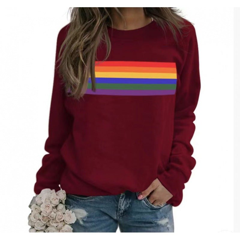 Color Striped Print Round Neck Pullover Long Sleeve Sweater | Luxury Home Accessories | Heulog Glow