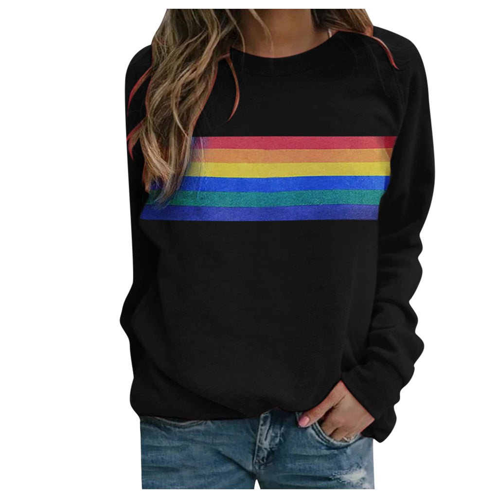 Color Striped Print Round Neck Pullover Long Sleeve Sweater | Luxury Home Accessories | Heulog Glow