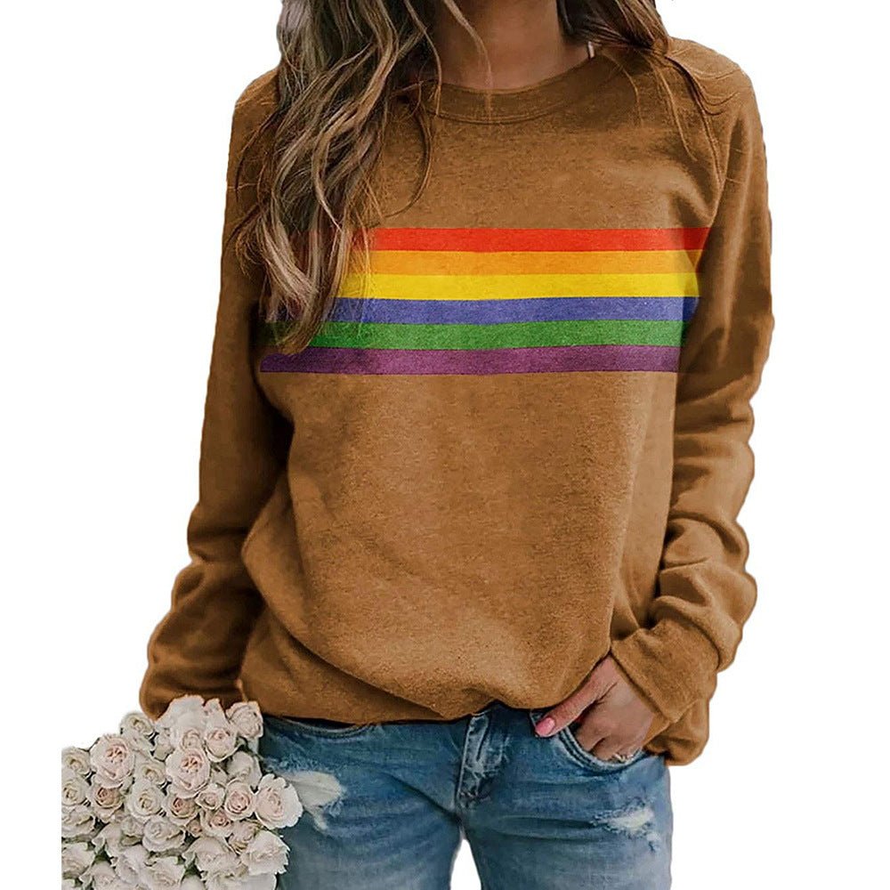 Color Striped Print Round Neck Pullover Long Sleeve Sweater | Luxury Home Accessories | Heulog Glow