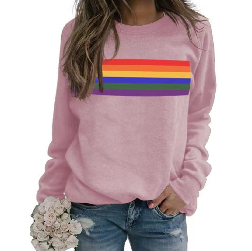 Color Striped Print Round Neck Pullover Long Sleeve Sweater | Luxury Home Accessories | Heulog Glow