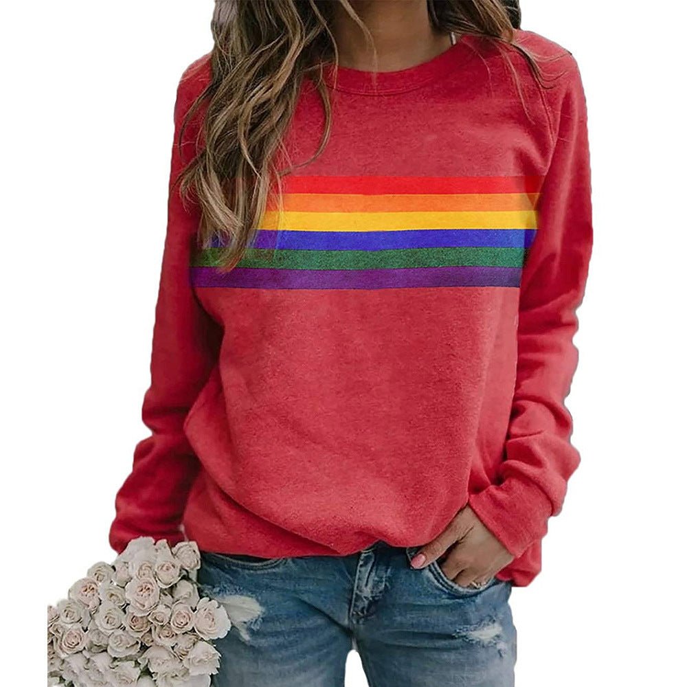 Color Striped Print Round Neck Pullover Long Sleeve Sweater | Luxury Home Accessories | Heulog Glow