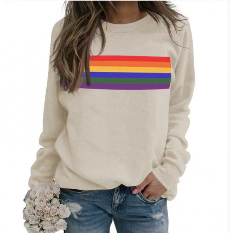 Color Striped Print Round Neck Pullover Long Sleeve Sweater | Luxury Home Accessories | Heulog Glow