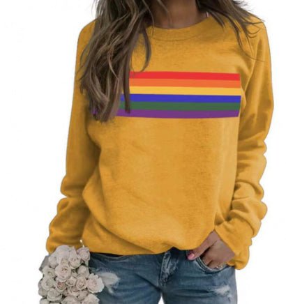 Color Striped Print Round Neck Pullover Long Sleeve Sweater | Luxury Home Accessories | Heulog Glow