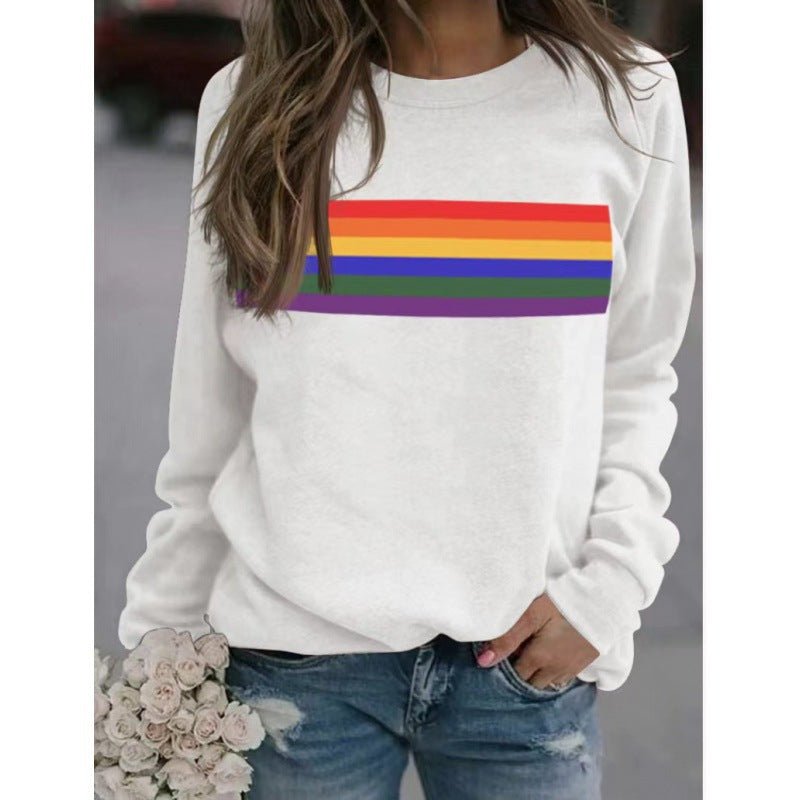 Color Striped Print Round Neck Pullover Long Sleeve Sweater | Luxury Home Accessories | Heulog Glow