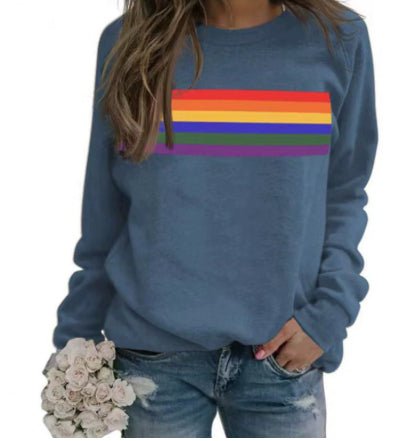 Color Striped Print Round Neck Pullover Long Sleeve Sweater | Luxury Home Accessories | Heulog Glow