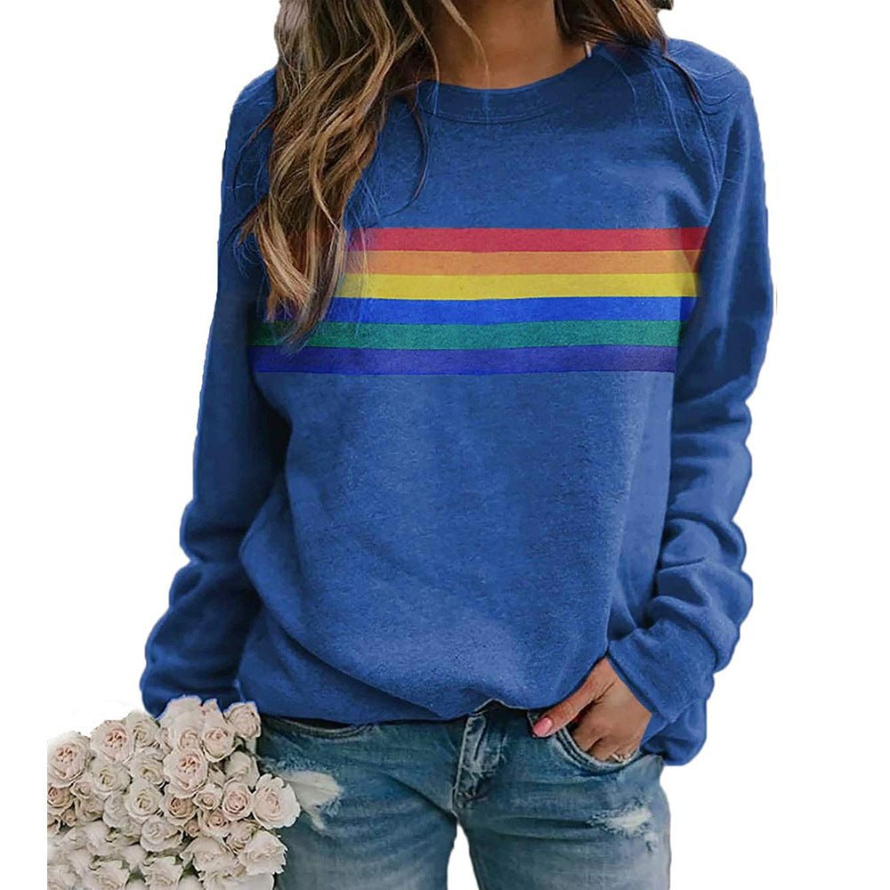 Color Striped Print Round Neck Pullover Long Sleeve Sweater | Luxury Home Accessories | Heulog Glow