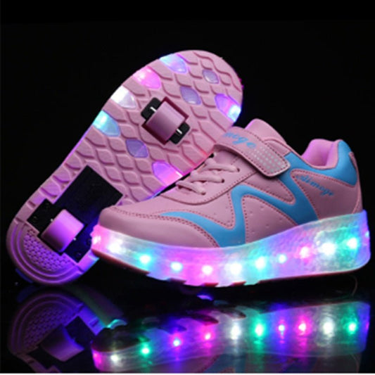 Colorful Led Rechargeable Light Two-Wheel Runaway Shoes Children's Luminous Pulley Shoes | Luxury Home Accessories | Heulog Glow