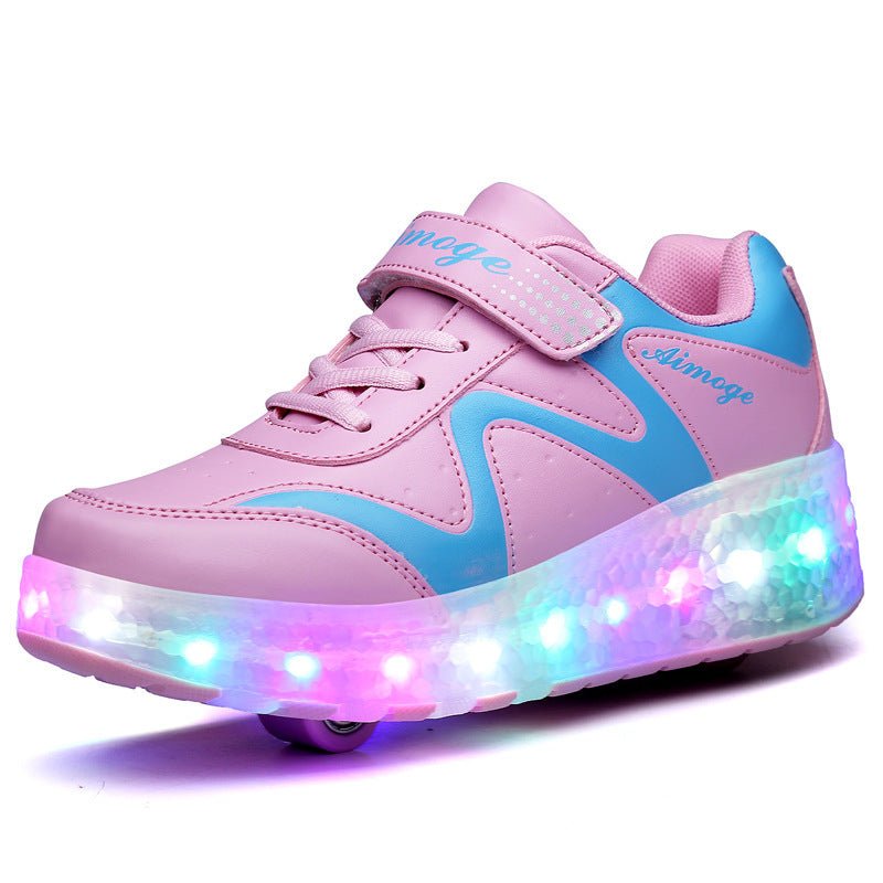 Colorful Led Rechargeable Light Two-Wheel Runaway Shoes Children's Luminous Pulley Shoes | Luxury Home Accessories | Heulog Glow