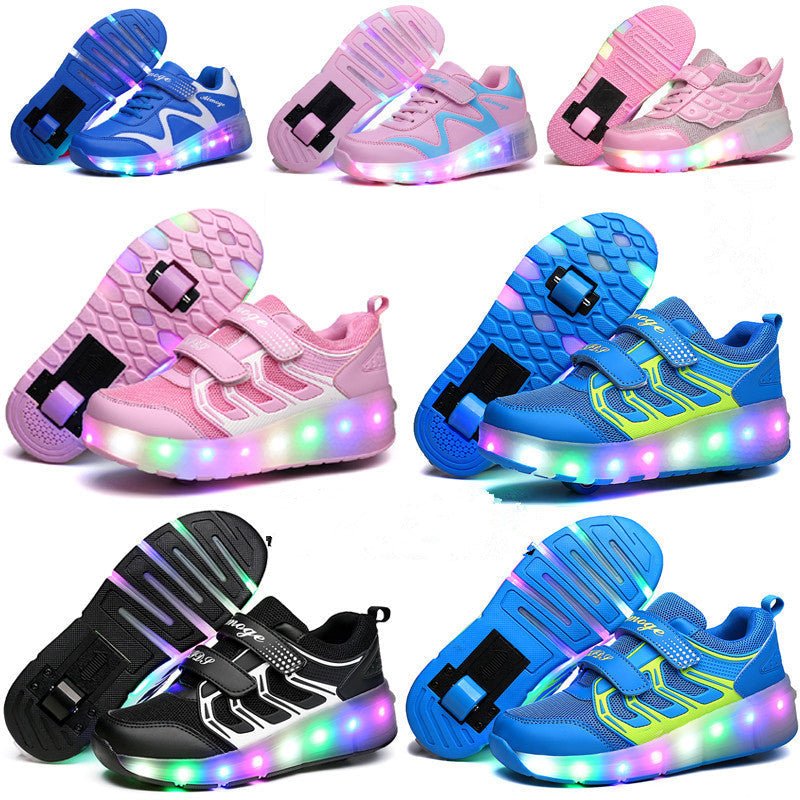Colorful Led Rechargeable Light Two-Wheel Runaway Shoes Children's Luminous Pulley Shoes | Luxury Home Accessories | Heulog Glow