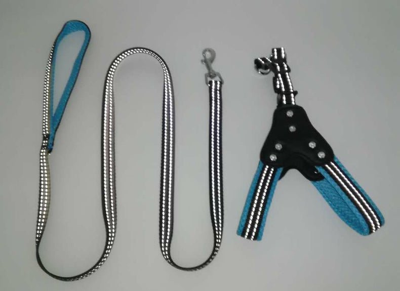 Comfortable Mesh Fabric Shiny Rhinestone Pet Hand Holding Rope Reflective Dog Breast Strap Vest Style | Luxury Home Accessories | Heulog Glow