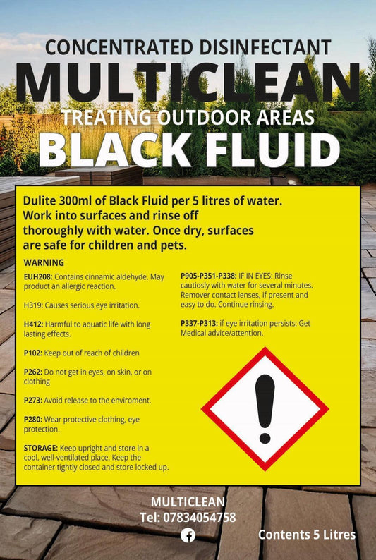Concentrated Disinfectant Multiclean for Treating Outdoor Areas - Black Fluid 10 Litre | Luxury Home Accessories | Heulog Glow