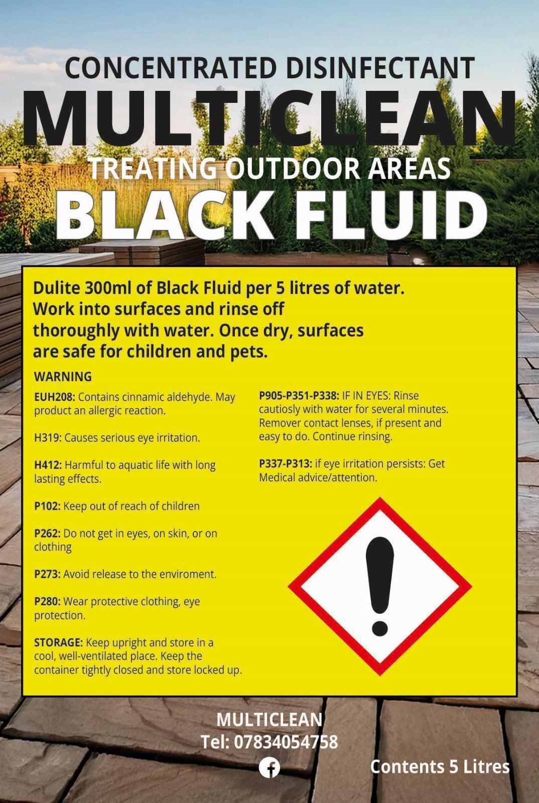 Concentrated Disinfectant Multiclean for Treating Outdoor Areas - Black Fluid 5 Litre | Luxury Home Accessories | Heulog Glow