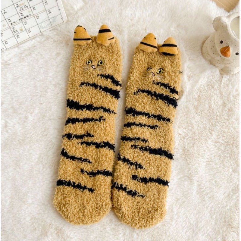 Coral Fleece Socks Women's Mid-calf Three-dimensional Cartoon Room Socks | Luxury Home Accessories | Heulog Glow
