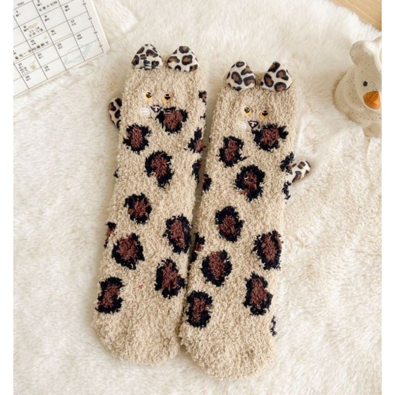 Coral Fleece Socks Women's Mid-calf Three-dimensional Cartoon Room Socks | Luxury Home Accessories | Heulog Glow