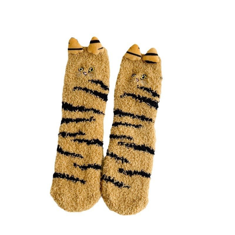 Coral Fleece Socks Women's Mid-calf Three-dimensional Cartoon Room Socks | Luxury Home Accessories | Heulog Glow