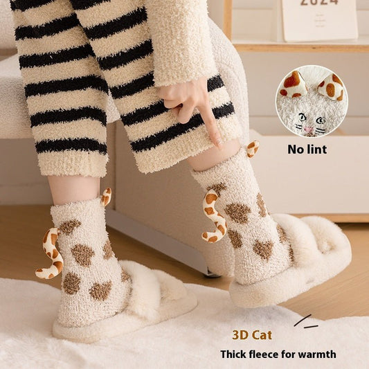 Coral Fleece Socks Women's Mid-calf Three-dimensional Cartoon Room Socks | Luxury Home Accessories | Heulog Glow