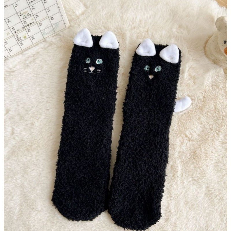 Coral Fleece Socks Women's Mid-calf Three-dimensional Cartoon Room Socks | Luxury Home Accessories | Heulog Glow
