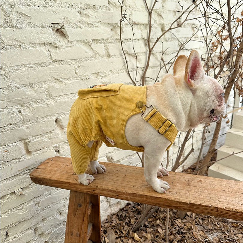Corduroy Jumpsuit Adjustable Three-dimensional Pocket Cat Dog Clothes | Luxury Home Accessories | Heulog Glow