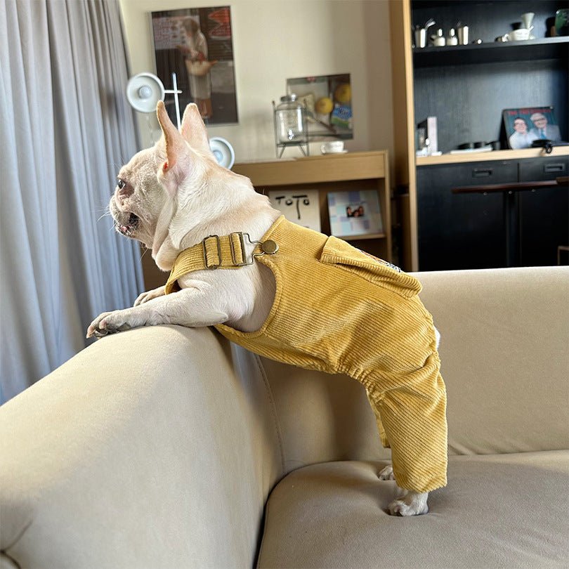 Corduroy Jumpsuit Adjustable Three-dimensional Pocket Cat Dog Clothes | Luxury Home Accessories | Heulog Glow